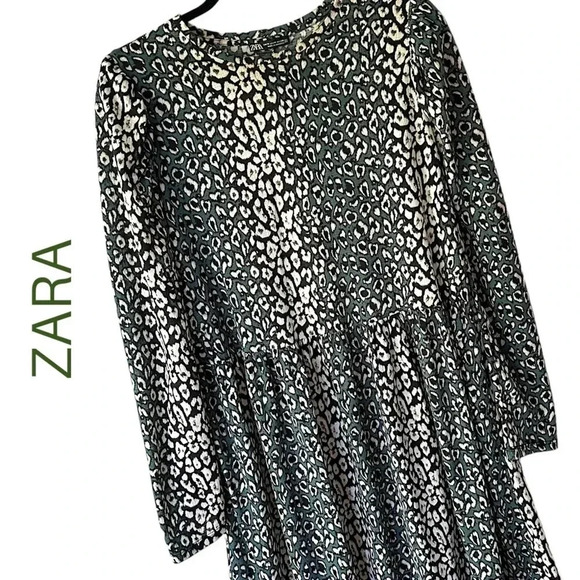 ZARA | NWOT | ANIMAL PRINT LONG SLEEVED DRESS | SIZE: MEDIUM - Picture 1 of 11